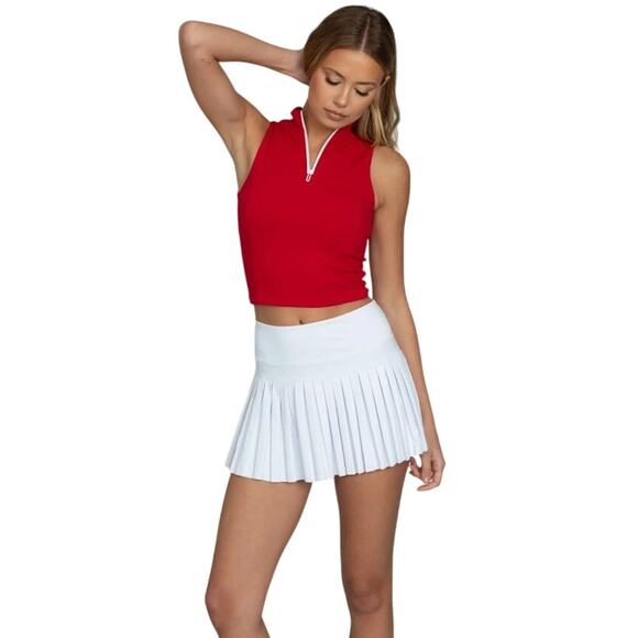 Gold Hinge Pleated White Women's Skort Pickleball Tennis Athleisure Preppy, XL - Picture 1 of 9